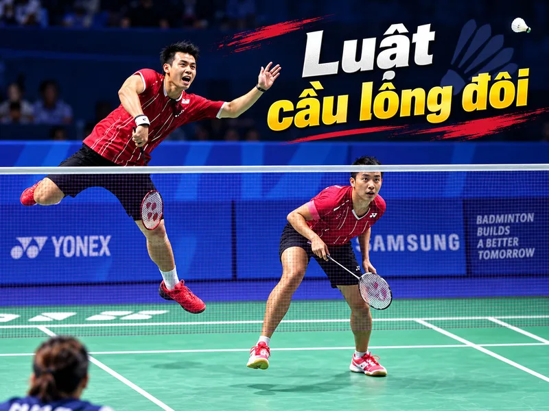 Luật cầu lông đôi quy định rõ phạm vi sân, cách tính điểm, quyền giao và vị trí đứng của hai người trong mỗi đội.
