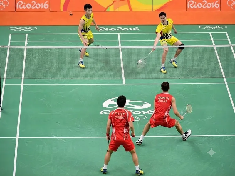 Luật cầu lông đôi áp dụng rally point đến 21 điểm, đồng thời quy định rõ thời điểm hai đội phải đổi sân.