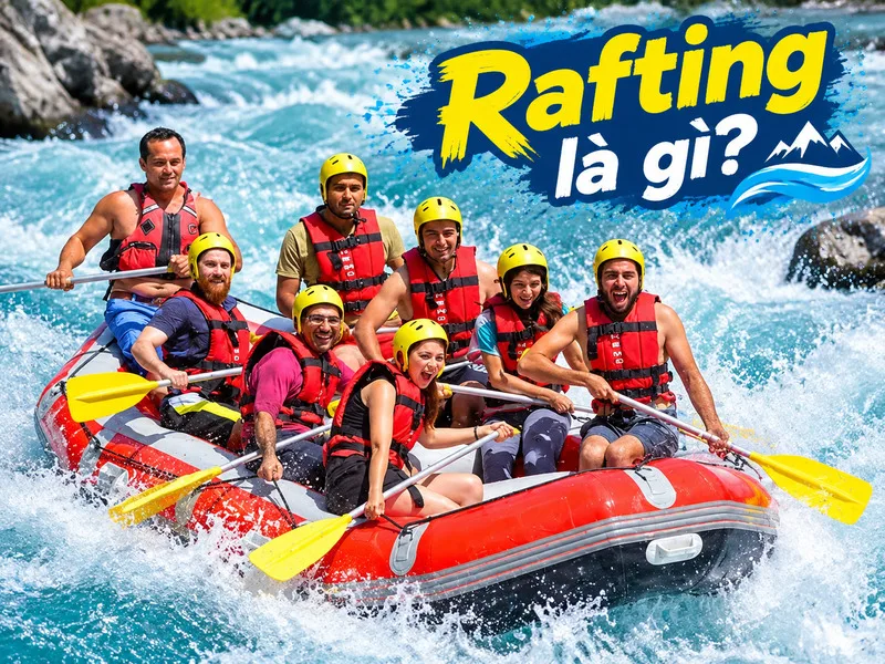 Rafting là môn thể thao dưới nước sử dụng thuyền phao để vượt qua dòng sông có ghềnh và sóng mạnh.